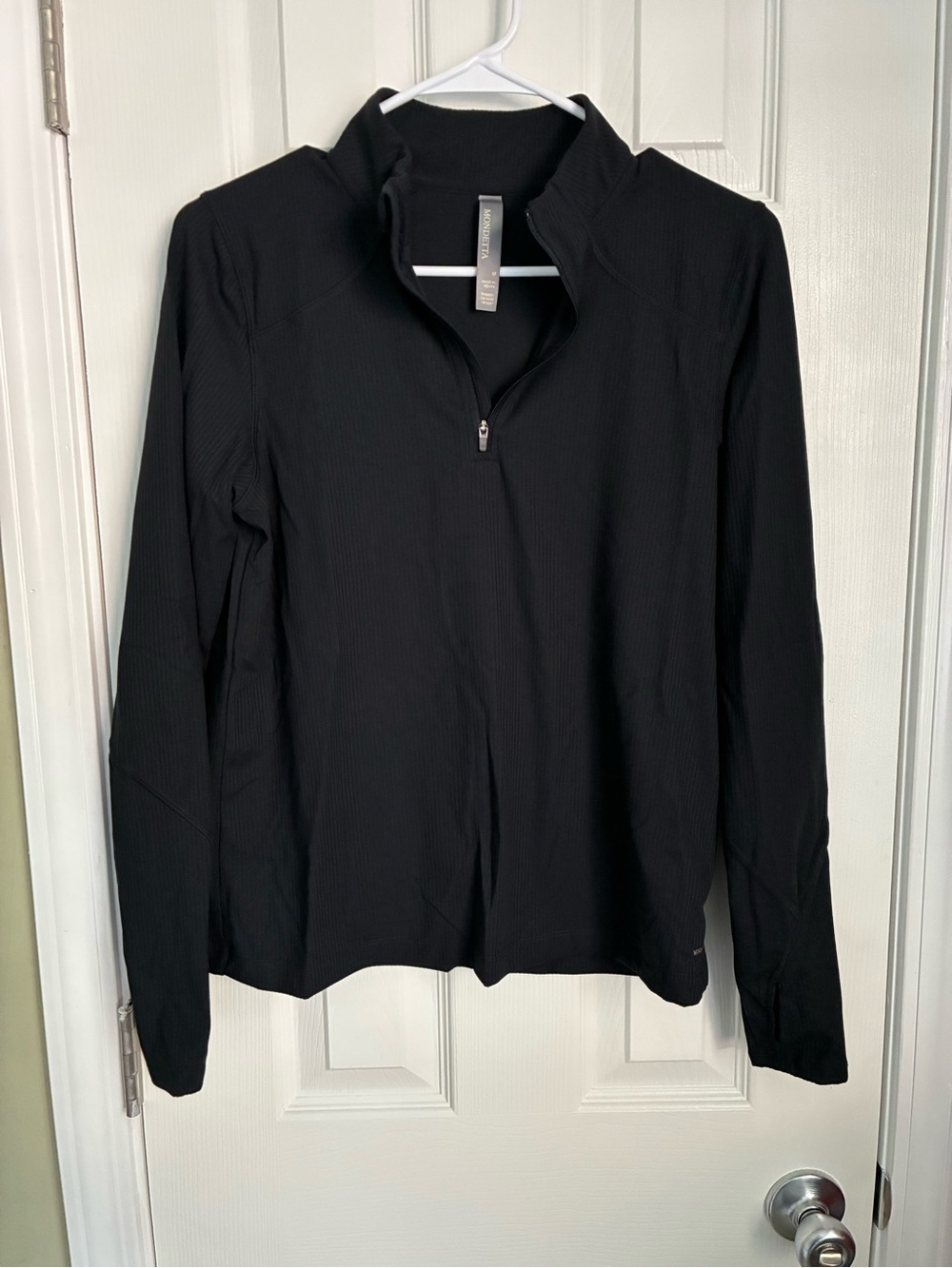 Mondetta Black Ribbed Zip Pullover